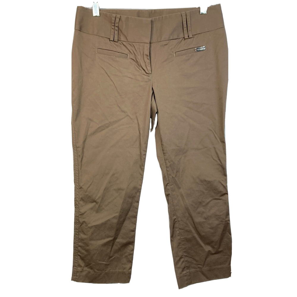 Express Pants Womens Sz 4 Brown Cotton Stretch Twill Coin Pocket Chino Crop